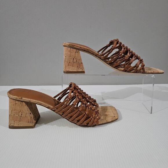 NEW Marc Fisher LTD Colica Sandal Womens 8.5 Brown Cork Knotted Block Heel - Picture 3 of 12